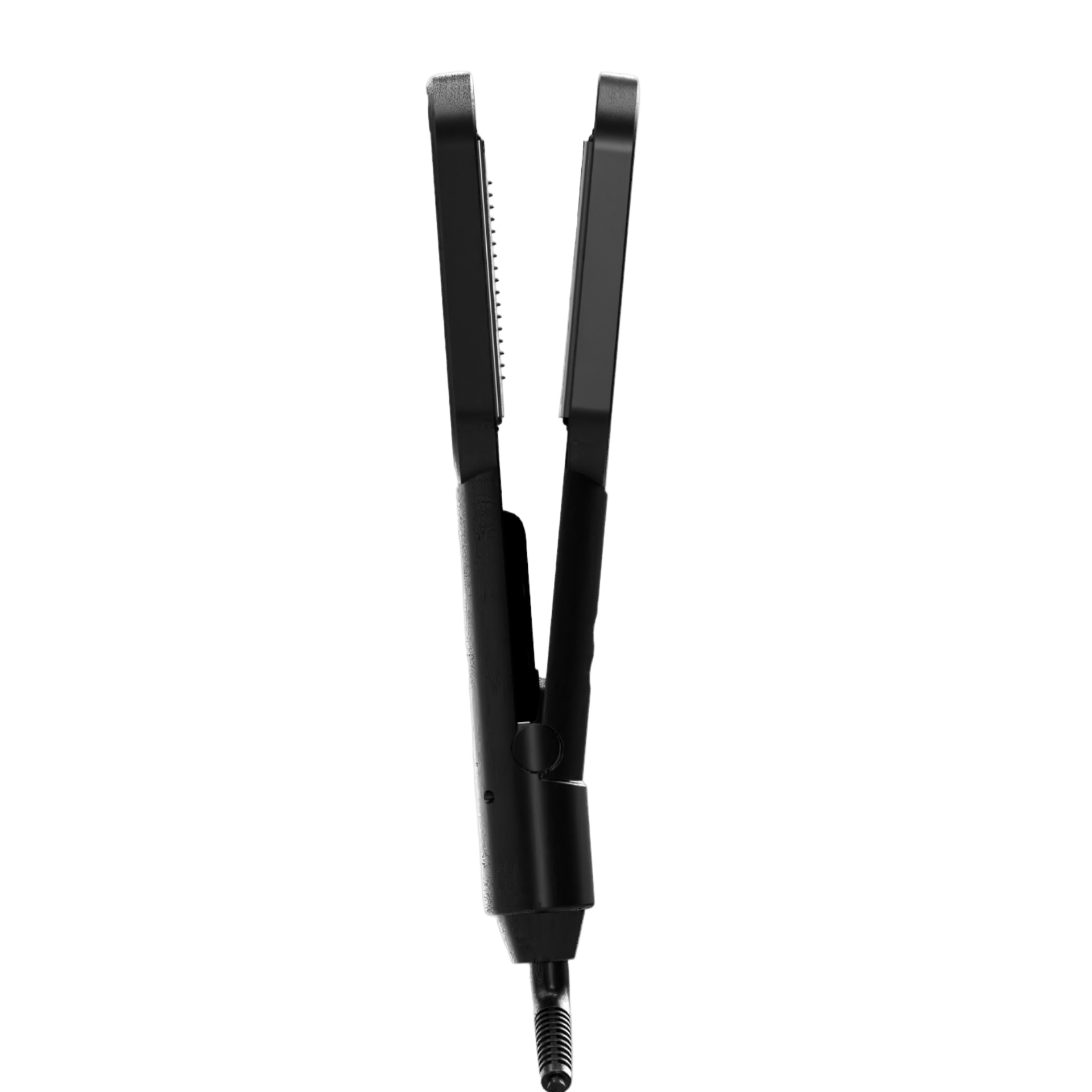 Black hair straightener on a white background